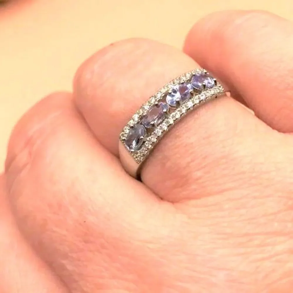 Gorgeous Genuine Tanzanite Band Ring - Adjustable